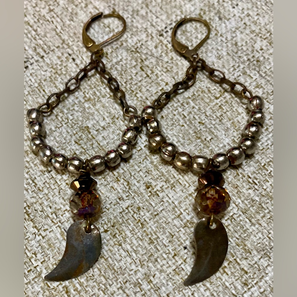 Elegant Gold And Silver Beaded Earrings